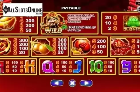 Paytable 1. Cai Shen 888 from Spadegaming