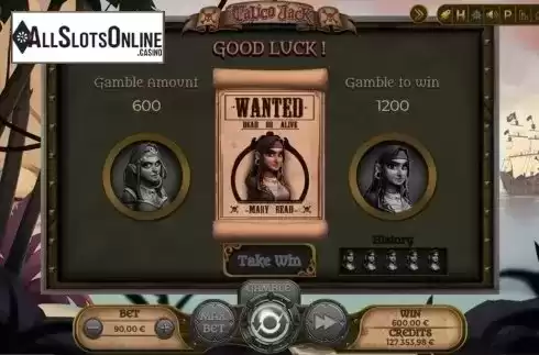 Gamble win screen. Calico Jack from Spinmatic