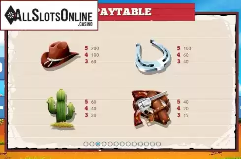 Paytable 3. Cash Cowboys from The Games Company