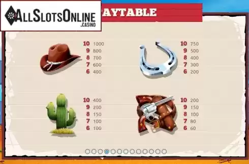 Paytable 4. Cash Cowboys from The Games Company