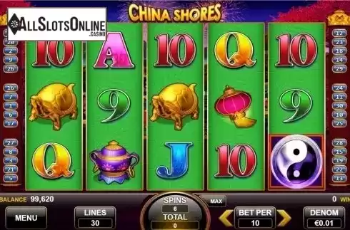 Free spins reels screen. China Shores from Nektan