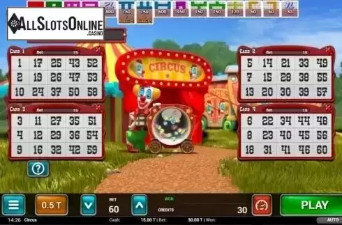 Game Screen 1. Circus Bingo from MGA