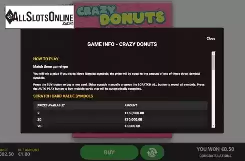 Game Rules 1. Crazy Donuts from Hacksaw Gaming