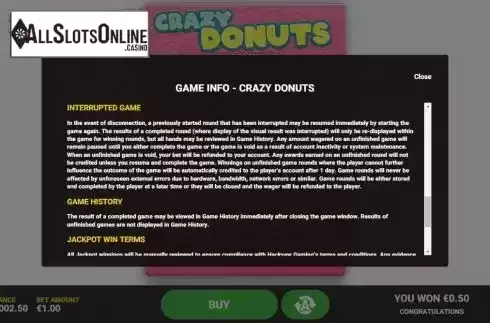Game Rules 4. Crazy Donuts from Hacksaw Gaming