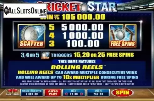 Screen2. Cricket Star from Microgaming