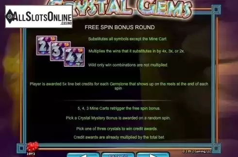 Paytable 3. Crystal Gems from 2by2 Gaming