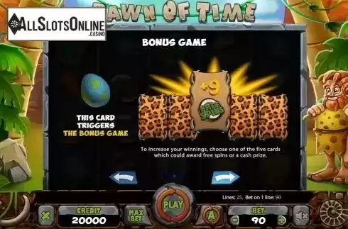 Paytable 2. Dawn of Time from X Card