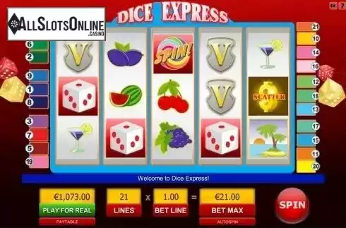 Reel screen. Dice Express from Viaden Gaming