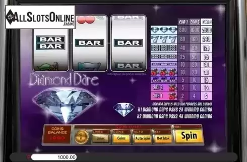 Game Workflow screen. Diamond Dare from Genii