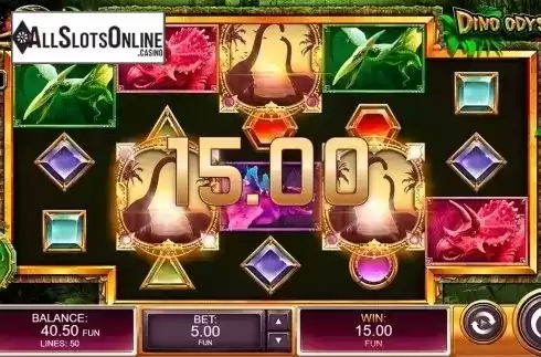 Free spins win screen. Dino Odyssey from Kalamba Games