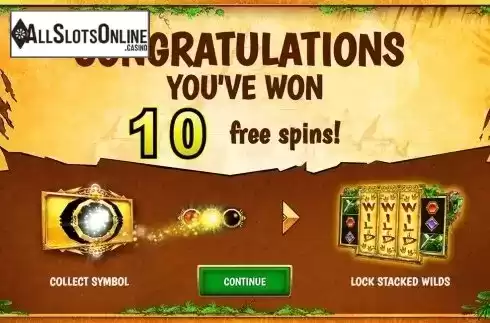 Free spins intro screen. Dino Odyssey from Kalamba Games