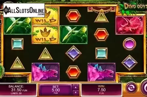 Free spins screen 3. Dino Odyssey from Kalamba Games