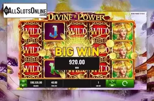 Big win screen. Divine Power from Playreels