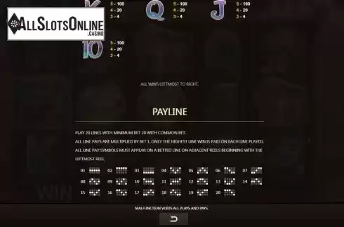 Paylines screen. Double Wilds from JDB168