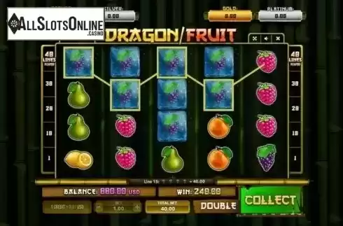 win screen. Dragon Fruit from Betsense