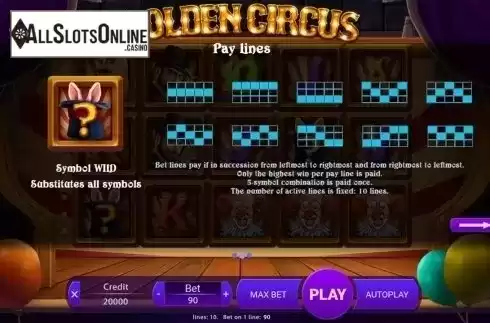 Paytable 2. Golden Circus from X Play