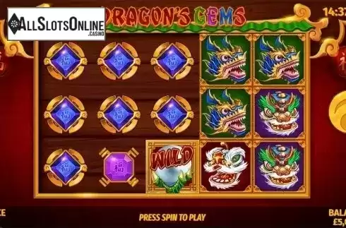 Reels screen. Dragons Gems from Slingo Originals