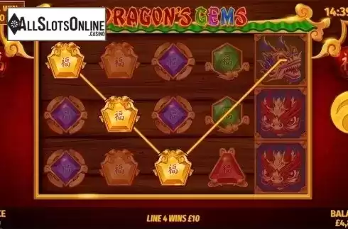 Win screen. Dragons Gems from Slingo Originals