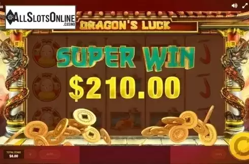 Super win screen. Dragon's Luck from Red Tiger