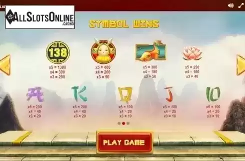 Paytable 2. Dragon's Luck from Red Tiger