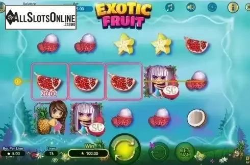 Win screen. Exotic Fruit from Booming Games