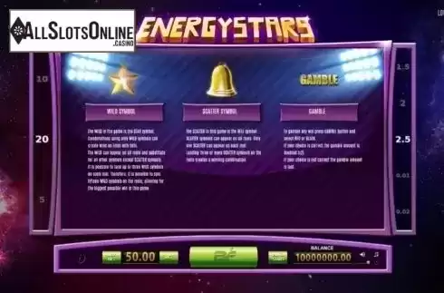 Screen4. Energy Stars from BF games