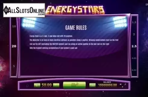 Screen3. Energy Stars from BF games