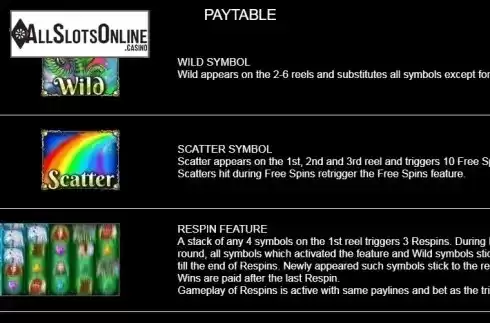 Paytable 2. Fairy Forest (Platipus) from Platipus