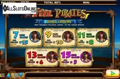Screen 5. Five Pirates from Lightning Box