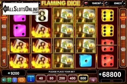 Win Screen 3. Flaming Dice from EGT
