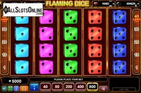 Reel Screen`. Flaming Dice from EGT