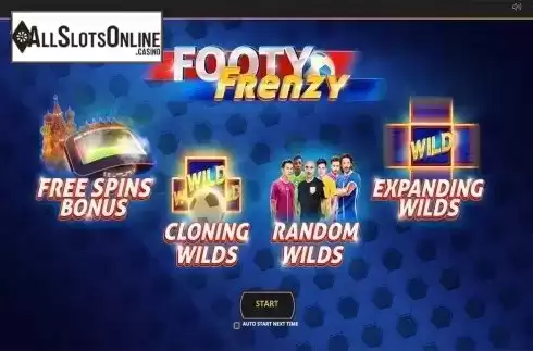 Intro screen. Footy Frenzy from Cayetano Gaming