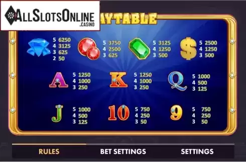 Paytable . Fortune Cash from NetGame