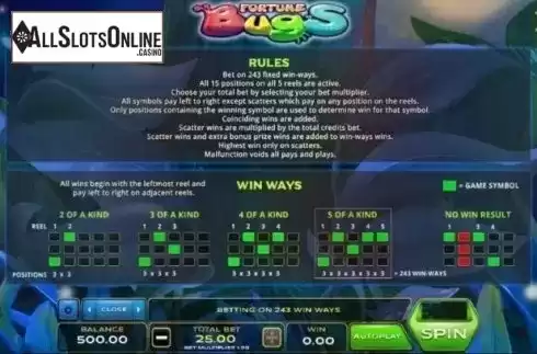 Rules. Fortune Bugs from Xplosive Slots Group