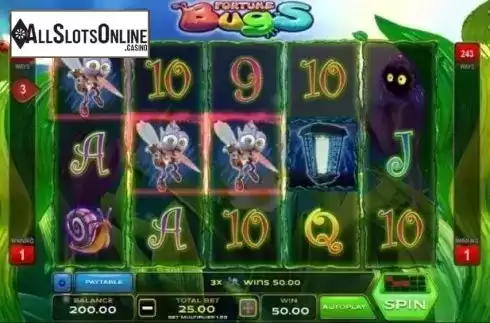 Win Screen. Fortune Bugs from Xplosive Slots Group