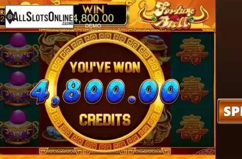 Win screen. Fortune Bull from PlayStar