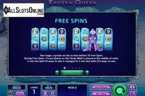 Free Spins. Frozen Queen from Tom Horn Gaming