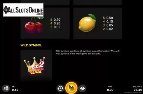 Paytable 2. Fruit Monaco from Mascot Gaming