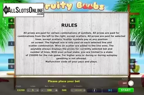 Rules. Fruity Boobs from Five Men Games
