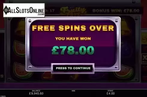 Total Win. Fruity Pays from Inspired Gaming