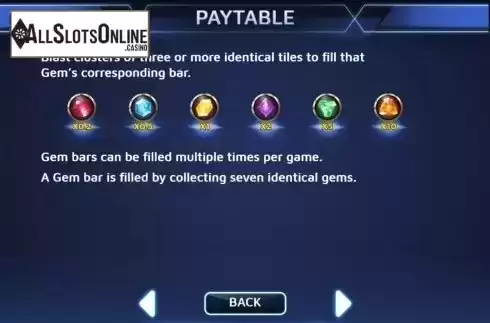 Paytable. Gems Odyssey from Skillzzgaming