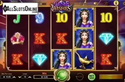 Reels screen. Genie Wishes from Booming Games