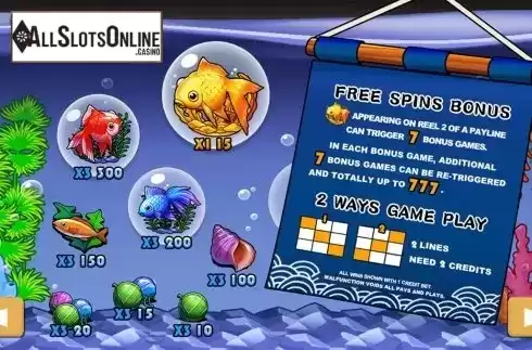 Paytable . Gold Fishing from PlayStar