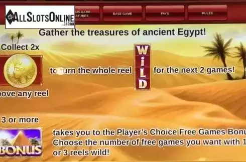 Paytable 1. Golden Egypt from IGT