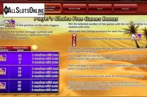 Paytable 2. Golden Egypt from IGT