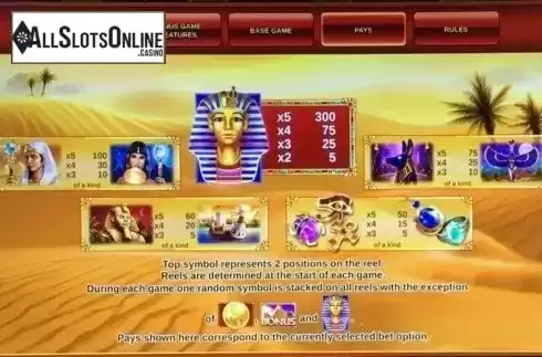 Paytable 4. Golden Egypt from IGT