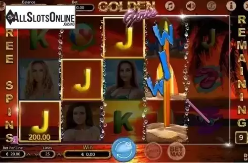 Free Spins Win screen. Golden Girls from Booming Games