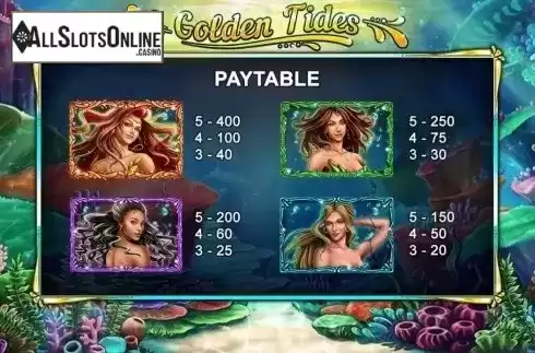 Paytable 1. Golden Tides from 2by2 Gaming