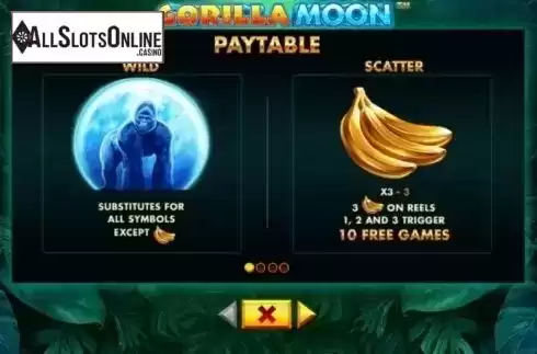 Paytable 1. Gorilla Moon from Skywind Group
