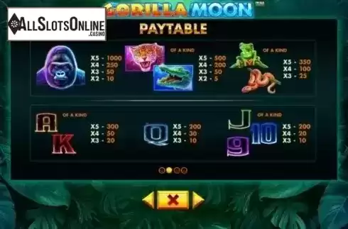 Paytable 2. Gorilla Moon from Skywind Group